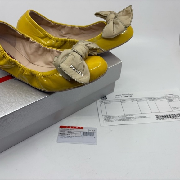 Prada Women's Yellow Ballet Flats size 38.5 EU - Picture 2 of 12